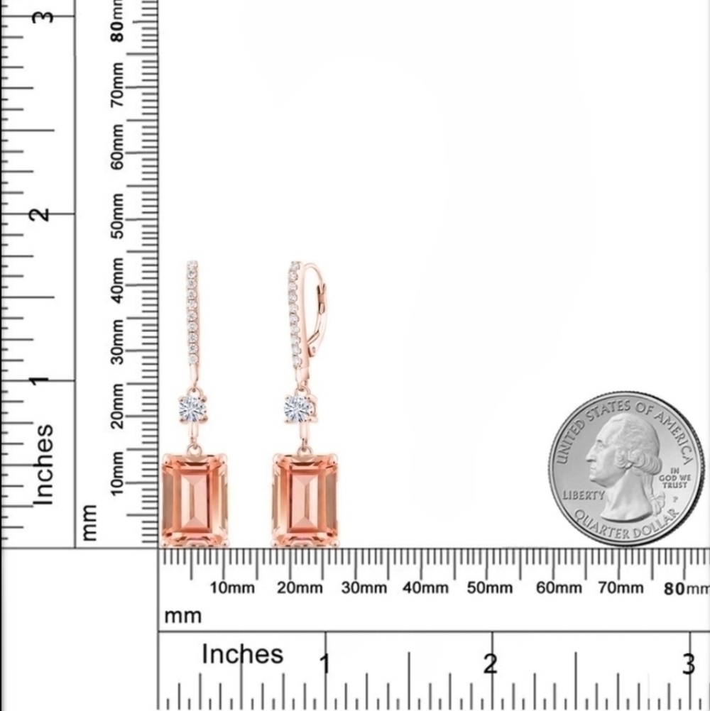 Certified 18K Rose Gold 13.36ct Diamond Earrings Morganite Moissanite Gift - Picture 4 of 5